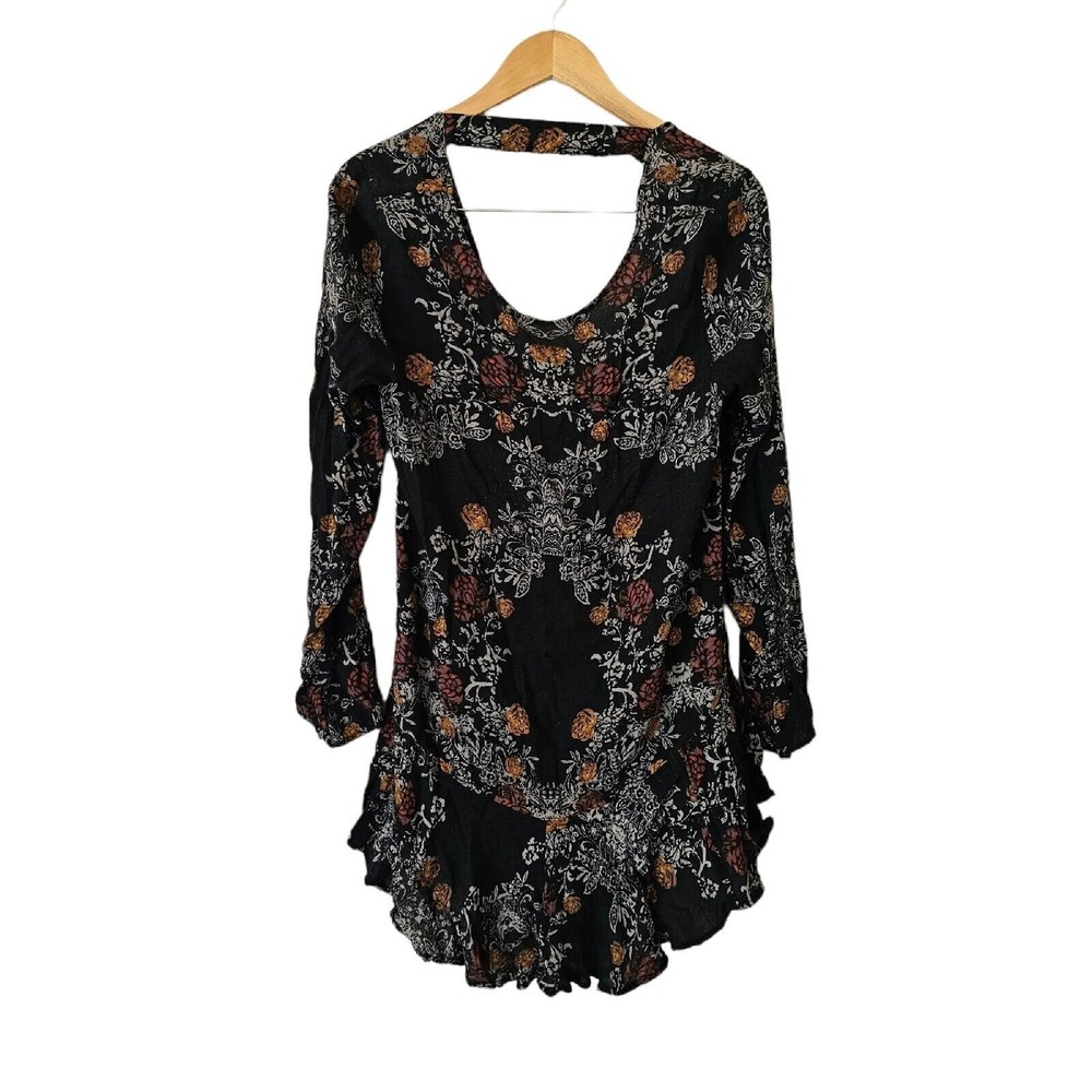 Free People Boho Babydoll Top Shirt Medium‎ Deep V Back